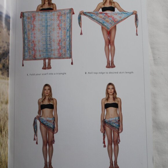 NWT Johnny Was Biya JWLA Misty Fall Silk Scarf Wrap Shawl Tassels 44 x 44 - Picture 9 of 13